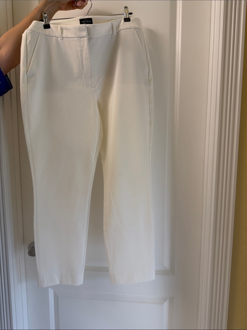 White Slim Crop Dress Pants